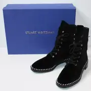 Stuart Weitzman Sondra Velvet Pearl Bootie Boots in Black US 10 MSRP $650 NEW