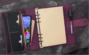 A5 loose leaf Writing note Notebook Retro Diary Notepad cow leather purple Q402