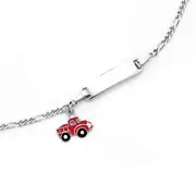 Silver 17cm Figaro 3+1 Truck Charm Id Bracelet