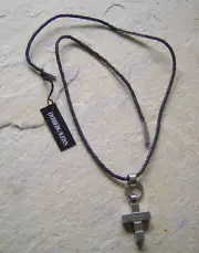 Dyrberg Kern Dk Man Leather Necklace with Pendant Cornell Bst Black