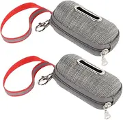 Toddmomy 2Pcs Pet Waste Bag Dispenser Durable Grey Storage Pouch for Easy Cleanup for Dog Walking Travel Convenient Accessory for Pet Owners