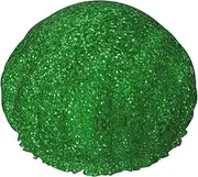 Green Sequin Sparkle Print Various Activities Shower Cap Reusable Soft And Lightweight Bath Hair Cap Long Hair