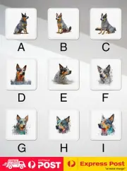 COASTER DRINKING PLACEMAT MAT|AUSTRALIAN CATTLE DOG PUPPY WATERCOLOR ART #1