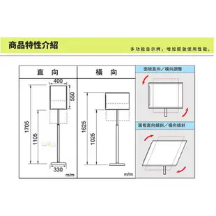 【大型不銹鋼海報架 WP1-01S】廣告架/告示牌/指示牌/標示架/MENU架 100%MIT