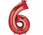 SuperShape Red Numeral 6. L34 Balloon