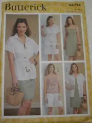 Dress Top Jacket Shorts Belt Misses Size 6-14 Butterick 6774 Sewing Pattern