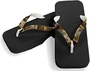 Hajime(一歩) [One Step] [Hajime] Geta Geta Clogs, Soft and Water Resistant, Made of Sponge, 10.6 inches (27 cm), BK/Camouflage x Tea, Camouflage x Brown (May Sai x Brown/27), Maisai × Brown, 27.0 cm