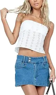 [NZNDSHD] Women Summer Y2k Sleeveless Tube Tops Off-Shoulder Backless Crop Bandeau Tops Sexy Strapless Vest Shirt Streetwear