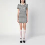 [Marc Jacobs] Black/white striped ribbed mini dress S White
