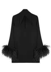 16 Arlington Michelle Black Feather-trimmed Mini Dress - 4 (UK 4 / Xxs) 4 (UK 4 / XXS)