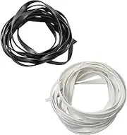 4 Yards L 5mm/0.197" W PU Faux Leather Cord Flat Leather Cord for Bracelet Jewelry Beaded String Ribbon Craft (2 Yards x Black + 2 Yards x White)