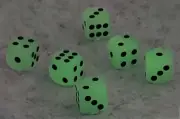 (6) 16mm Glow Dark Dice w/Pouch + Dice Rolling Tray Folding Grey Felt Mat Set