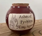 Muddy Waters "Ashes Of Problem Employees” Novelty Funny Joke Ceramic Jar w/ Cork