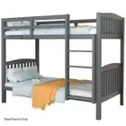 Kingston Slumber Single Bunk Bed Frame Solid Pine Wood Timber, Modular Design, G