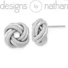 Designs by Nathan | 14k White Gold Textured Double Love Knot Post Earrings