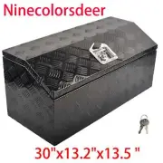 30X13.2X13.5"Black Aluminum Diamond Trunk Bed Trailer Tool Box Storage w/Lock