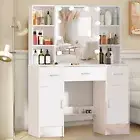 Modern Dressing Table Large with LED Mirror Make up Desk Stool Vanity Table Set