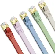 Yauhody CAT8 Ethernet Cable 5m (5 Pack) Morandi Colors, High Speed 40Gbps 2000MHz CAT 8 Flat Gigabit Internet Network RJ45 LAN SFTP Patch Cable Cord for Gaming/PS5/X Box/PC/Router/Modem(5m,5Pack)