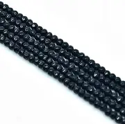 Asingeloo 3mm Faceted Natural Black Agate Stone Beads for Jewelry Making Round Gemstone Beads Loose Spacer Beads 15" a Strand