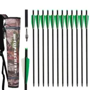 20" Carbon Bolts Arrows Hunting Archery Bolts 4" Vanes Bolt & Arrows Bag Quiver