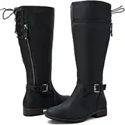 [Luoika] Women's Wide Width Ankle Booties - Classic Low Flat Heel Side Zipper Comfortable Boots.