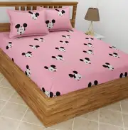Mickey Mouse Super Soft Bedsheet for Kids with 2 Pillow Covers - Pink for gift