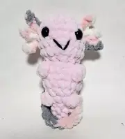 Axolotl Plush, Crocheted, Pink Handmade