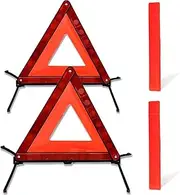 Huamirra Warning Triangle with 2 Pieces Warning Triangle Car with Storage Box, Foldable, for Warning Signs, Quick Assembly, Accident Breakdown Aid Gadget Triangle, for Accident Breakdowns