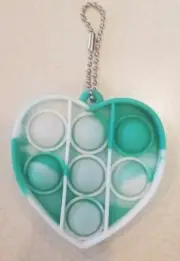 Green Heart Silicone Sensory Fidget Bubble Popper Keychain Backpack Accessory