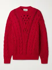 [Marant Étoile] Marant Étoile - Lenza Open-knit Cotton-blend Sweater - Red - FR 38 FR 38 Red