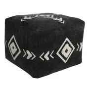 HomeRoots Amelia Black Cotton Square Cube Ottoman