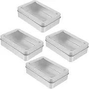 JEWEDECO 4Pcs Metal Dice Case with Opening Window Compact Dice Storage Organizer for Home Supplies Scratch Resistant Design for Safe Storage