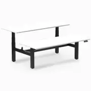 Desky Back to Back White Melamine Sit to Stand Office Desk 1800x750mm Matte Black Height Adjustable Leg