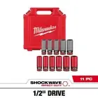 Milwaukee Impact Socket Set 1/2" Drive Deep SAE/Metric Lug Nut Universal (11Pc)