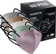 60 Pcs Black KN95 Protective 5 Layer Face Mask BFE 95% Disposable Masks