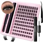 Lash Extension Kit, 100 Individual Lashes Clusters, D Curly DIY Extension with 3