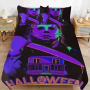 a1344 Michael Myers Halloween Duvet Cover Set, 3 Piece Bedding Set 86x70" Double Sided Printing Decorative Comforter Cover Set (1 Duvet Cover + 2 Pill