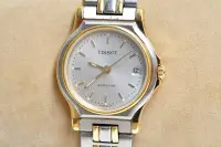 在飛比找Yahoo!奇摩拍賣優惠-《寶萊精品》Tissot 天梭銀灰金圓型石英女子錶