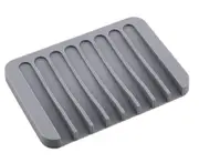 2X Silicone Soap Dish Storage Holder Soapbox Plate Tray Drain Box Tool Bathroom