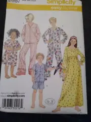 NEW UNCUT - Simplicity #3987 pajamas & nightgown in 2 lengths pattern size HH