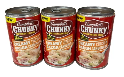 Campbell's Chunky Creamy Chicken Bacon Carbonara Soup 18.8 oz (3 Pack)