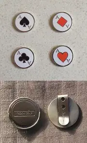 GOLF BRONZE HAT CLIP & 2 ACE BALL MARKERS - Spades Or Hearts, Clubs Or Diamonds