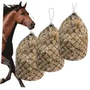 HIRQUITICKE Hay Nets for Horses Slow Feed - Feeding Holes 2" - 3 Pack Black
