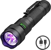 UltraFire Rechargeable UV Torch 395 nm LED Black Light, 15 W Powerful Ultraviolet Light, 3 LED UV Lamp for Curing Resins, Pet Dry Urine Stains, Scorpions Hunting