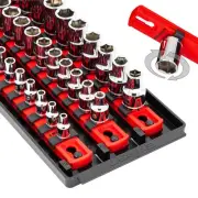 8490 Socket Boss: 3-Rail Socket Organizer Tool Tray with 40 Clips (1/4", 3/8"...