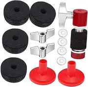 GLSTOY 1 Set Drum Set Felt Pad Set Drum Mats Drum Rugs Drummer Practice Pad Drum Practice Pad Drum Cymbals Supplies Cymbals Stand Felt Pad Drum Accessories Cymbals Accessory Metal Red