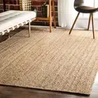100% Natural Jute Rug Braided Rectangle Area Rug for Living Room