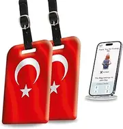 [Pack 2] tag8 Turkey Flag Smart Luggage tag |Trendy Luggage tag ID Identification | Suitcase Tag | Fashionable Digital Name tag | Airline Compliant, SITA World Tracer Code Enabled | Gift idea