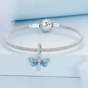 Solid 925 Signature Silver Dragonfly At Disco Charm