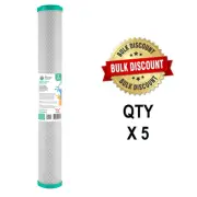 Carbon Block Water Filter Cartridge 20" x 2.5" 5 Micron 5 PACK (4-10CTO)